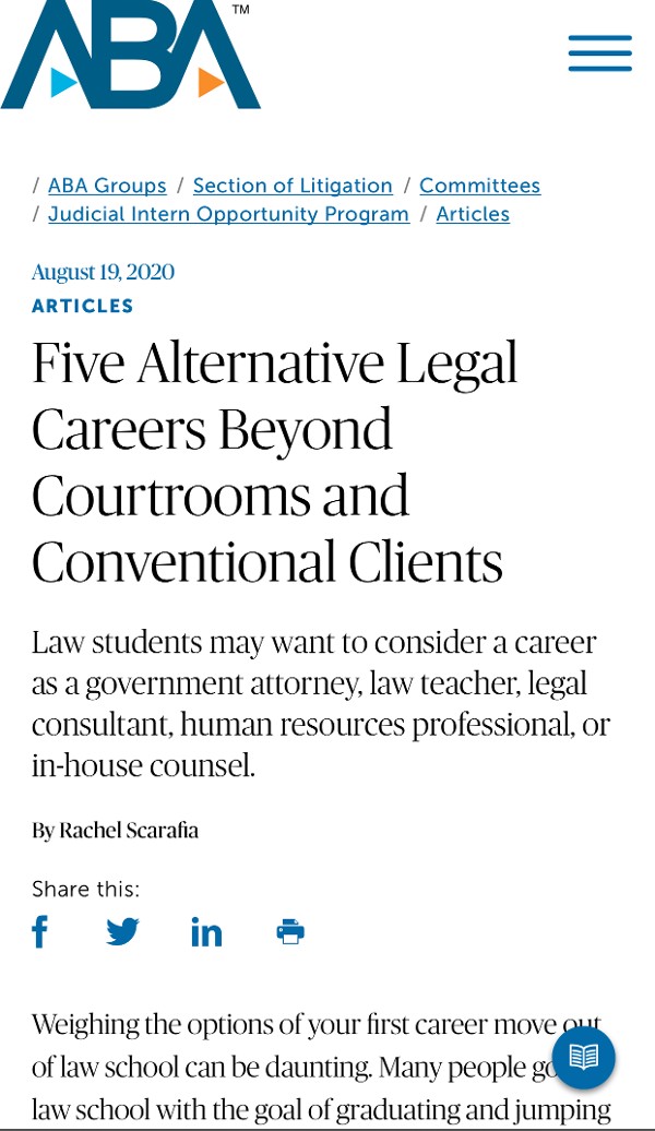 ABA Five Alternative Legal Career Beyond Courtrooms and Conventional Clients